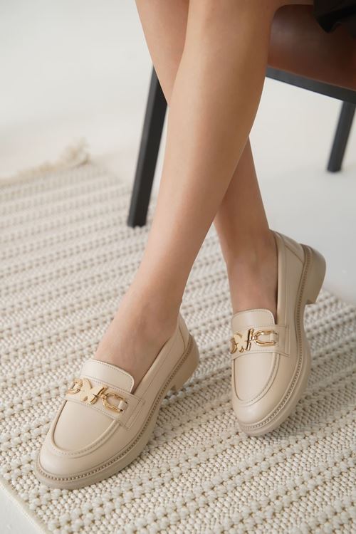 Selly Kadın Bej Loafer 