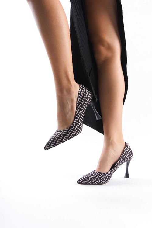 Kelsey Kadın Siyah Desenli Stiletto