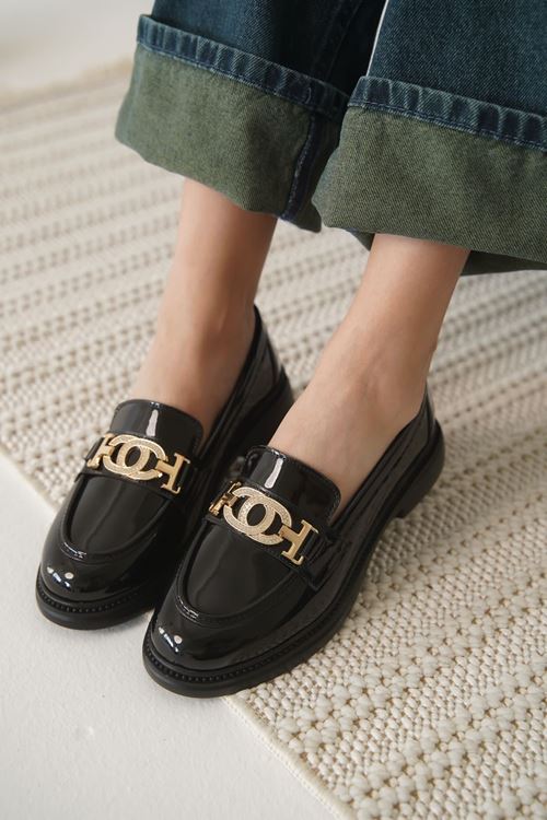 Viola Kadın Siyah Rugan Loafer 